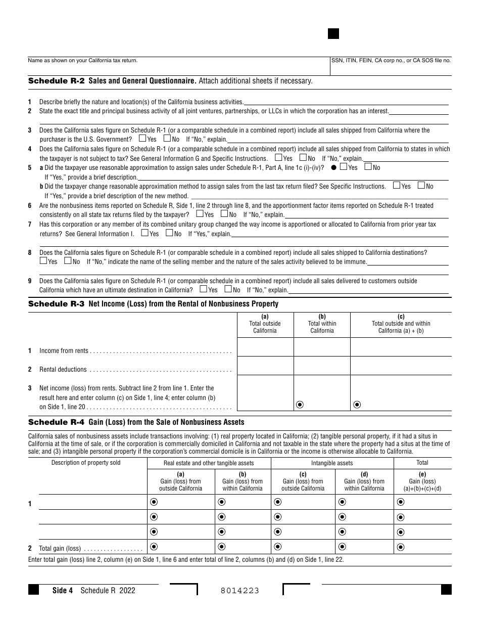 Form 100 Schedule R - 2022 - Fill Out, Sign Online and Download ...