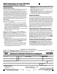 Form FTB3519 Payment for Automatic Extension for Individuals - California