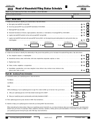 Document preview: Form FTB3532 Head of Household Filing Status Schedule - California, 2022