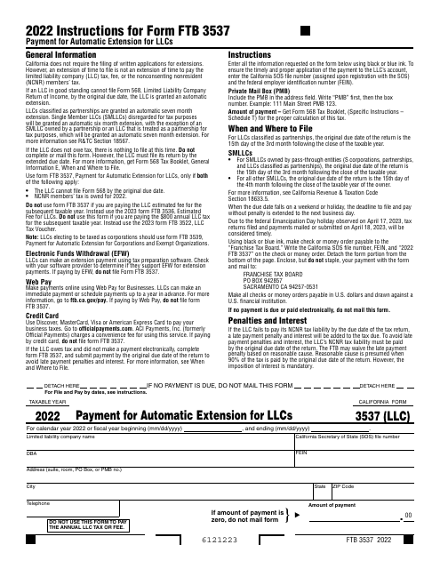 Form FTB3537 2022 Printable Pdf