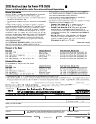 Document preview: Form FTB3539 Payment for Automatic Extension for Corporations and Exempt Organizations - California, 2022