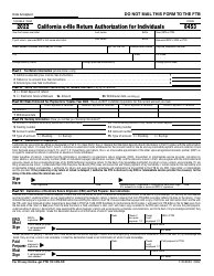 Document preview: Form FTB8453 California E-File Return Authorization for Individuals - California, 2022