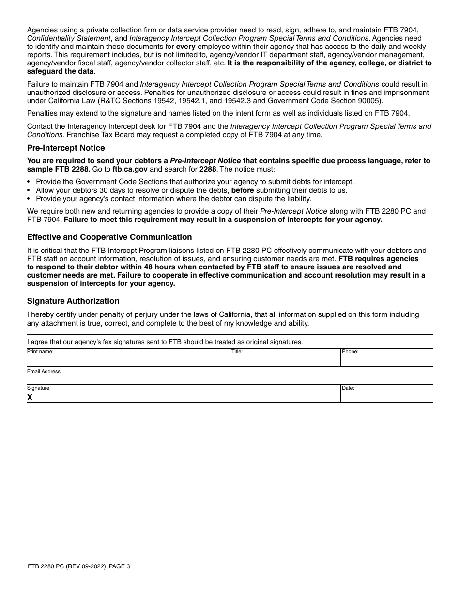 Form FTB2280 Intent to Participate - California, Page 3