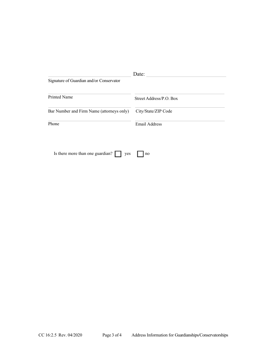 Form CC16:2.5 Address Information for Guardianships / Conservatorships - Nebraska, Page 3