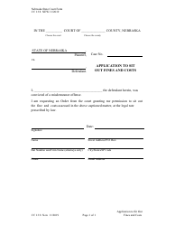 Document preview: Form CC13:8 Application to Sit out Fines and Costs - Nebraska