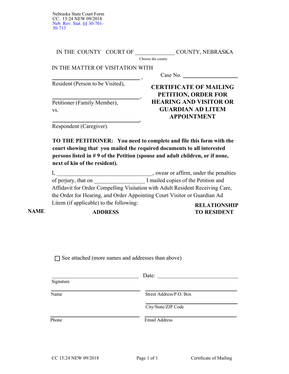 Form CC1524 Download Fillable PDF or Fill Online Certificate of