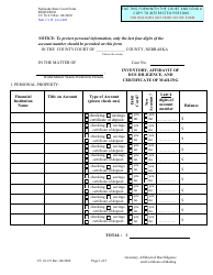 Form CC16:2.9 Inventory, Affidavit of Due Diligence, and Certificate of Mailing - Nebraska