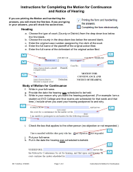 Document preview: Instructions for Form DC1:2 Motion for Continuance and Notice of Hearing - Nebraska