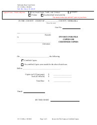 Document preview: Form CC3:30 Invoice for File Copies or Certified Copies - Nebraska