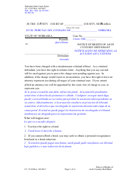 Document preview: Form CC13:22 Notice of Rights of an in Custody Defendant - Nebraska (English/Spanish)