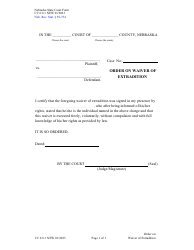 Document preview: Form CC6:8.1 Order on Waiver of Extradition - Nebraska