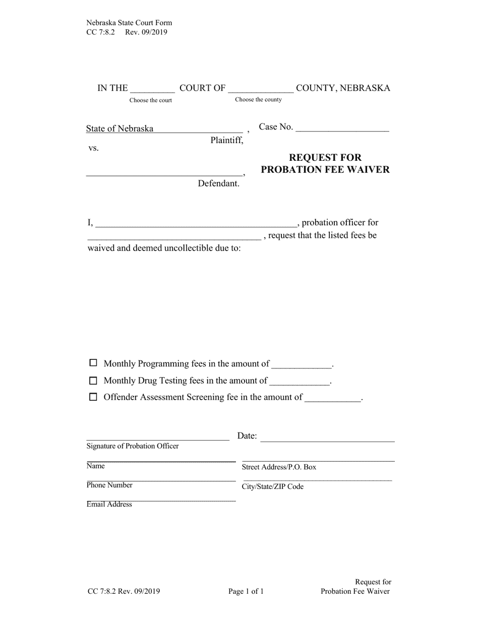 Form CC7:8.2 Download Fillable PDF or Fill Online Request for Probation ...