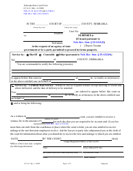 Form CC6:2.1 Subpoena (If Issued Pursuant to Neb. Rev. Stat. 25-1223(5)) - at the Request of an Agency of State Government or by a Party Permitted to Proceed in Forma Pauperis - Nebraska