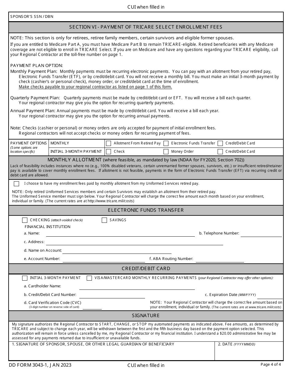 Dd Form 3043-1 Download Fillable Pdf Or Fill Online Tricare Select 