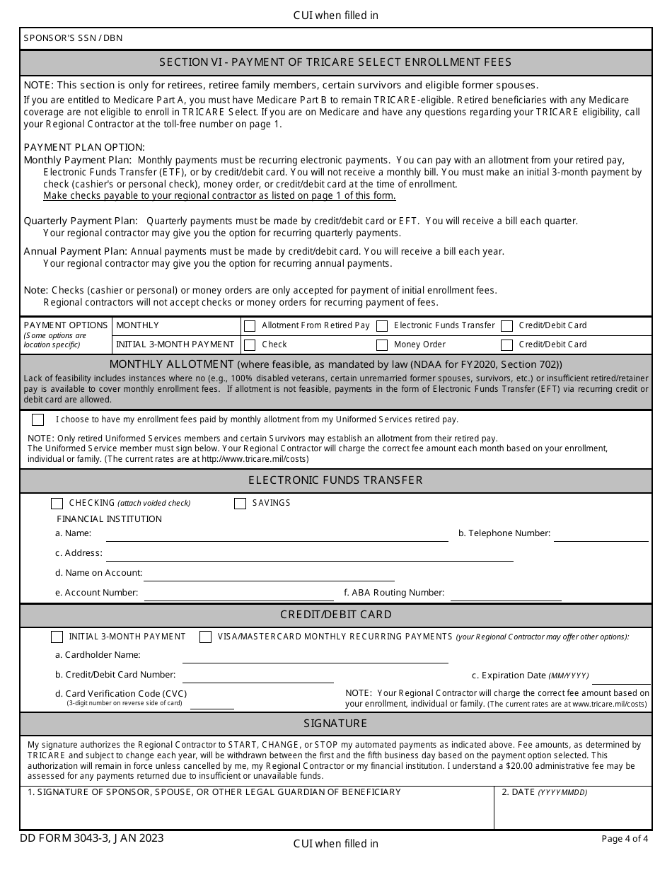 DD Form 3043-3 Download Fillable PDF or Fill Online TRICARE Select ...