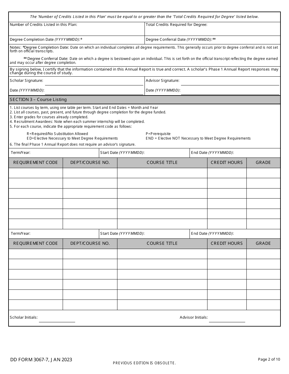 DD Form 3067-7 Download Fillable PDF or Fill Online Science ...