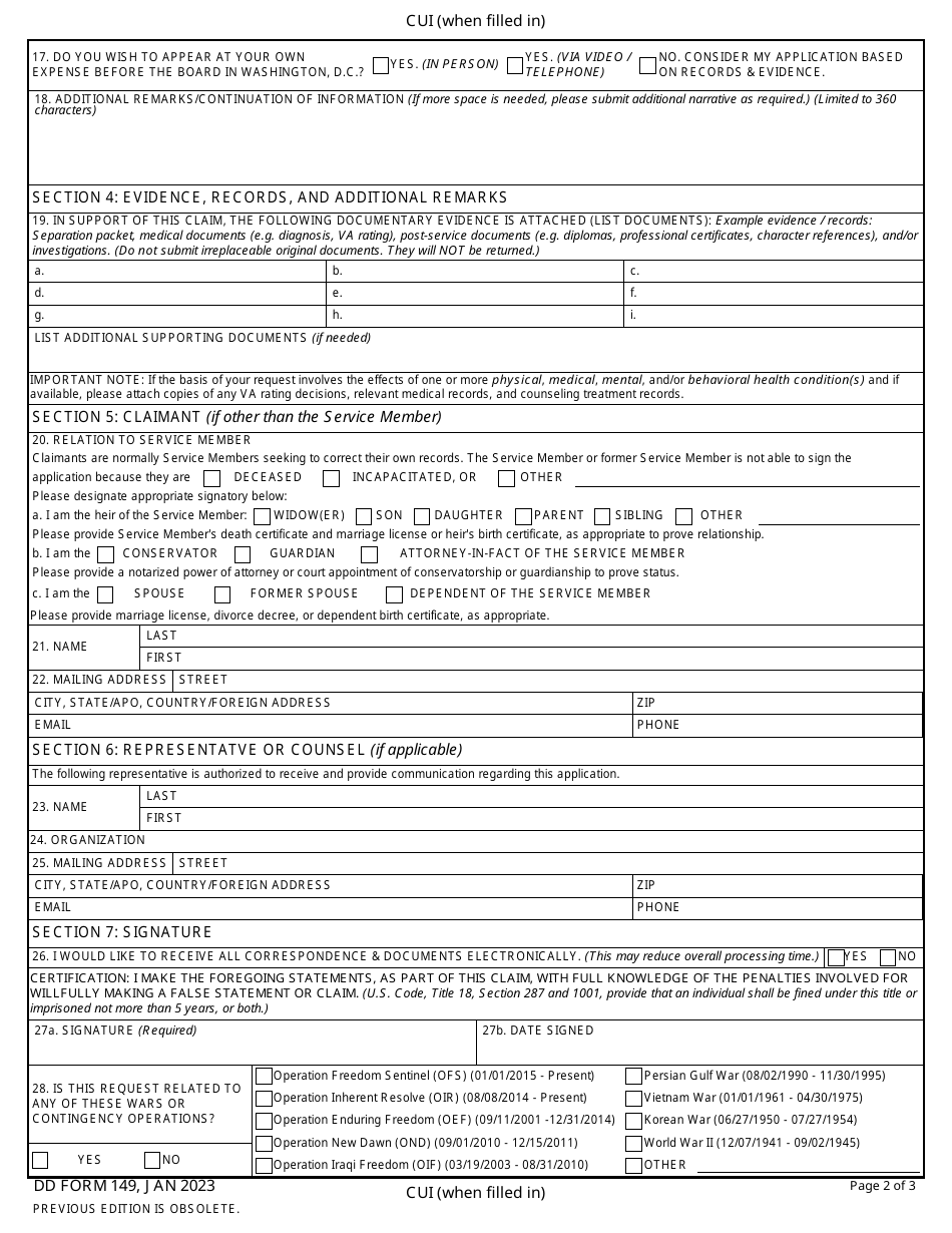 DD Form 149 Download Fillable PDF or Fill Online Application for ...