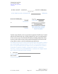 Document preview: Form CC13:23 Affidavit in Support of Personal Recognizance Bond - Nebraska (English/Spanish)