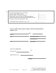 Form CC7:7.4 Request for Court Appointed Counsel, Statement of Financial Status and Authorization for Release of Information in Custodial Sanction Cases - Nebraska, Page 3