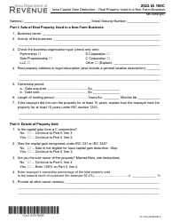 Form IA100C (41-157) Iowa Capital Gain Deduction - Real Property Used in a Non-farm Business - Iowa, 2022