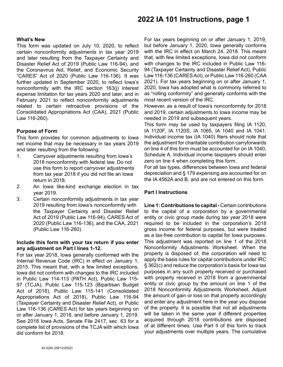Form IA101 (42-029) Nonconformity Adjustments - Iowa, Page 3