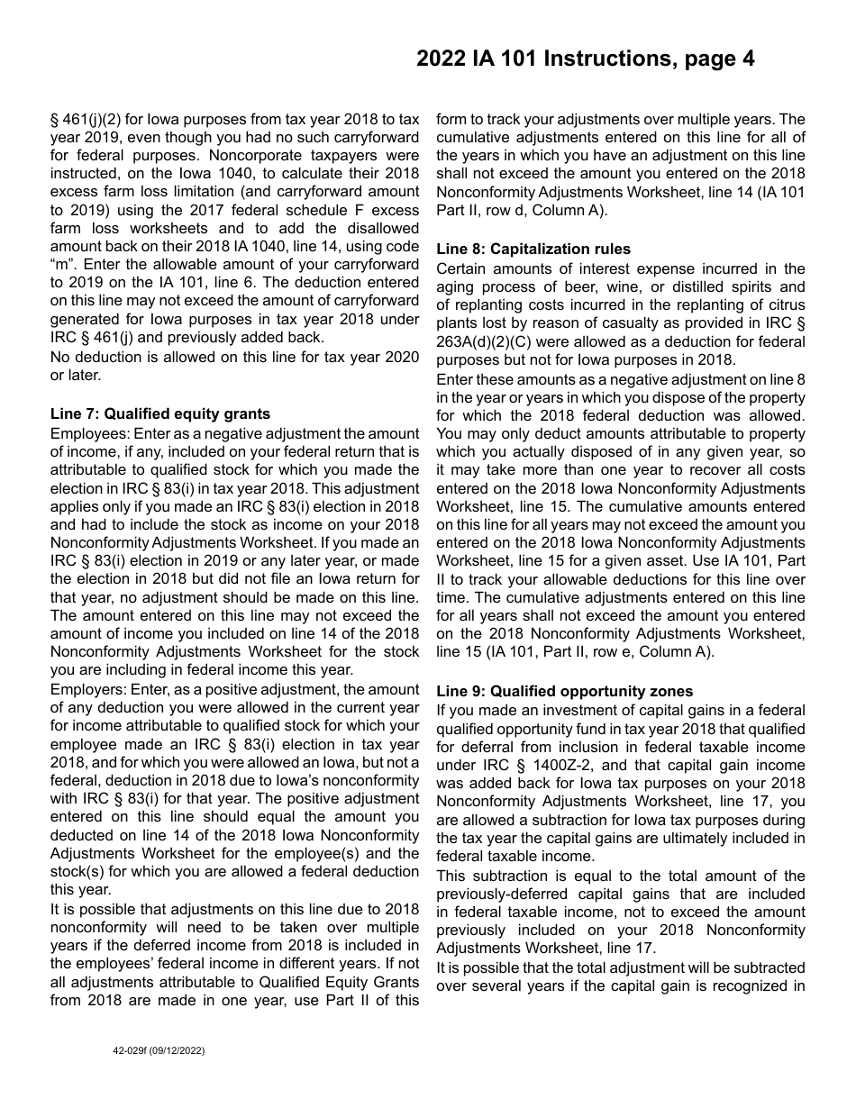 Form IA101 (42-029) Nonconformity Adjustments - Iowa, Page 6