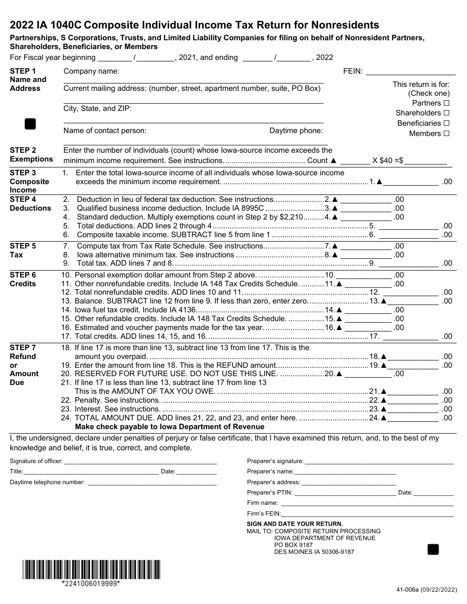 Form IA1040C (41006) Download Fillable PDF or Fill Online Composite