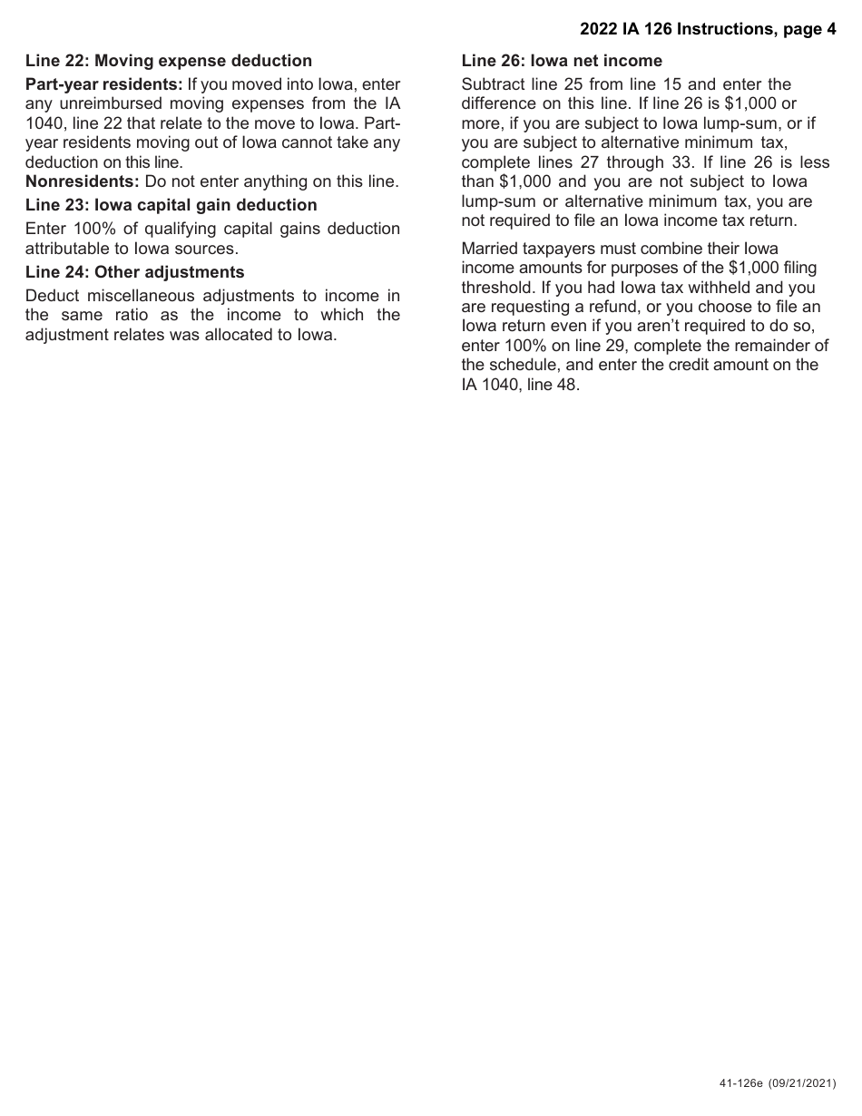 Form IA126 (41-126) Iowa Nonresident and Part-Year Resident Credit Schedule - Iowa, Page 5