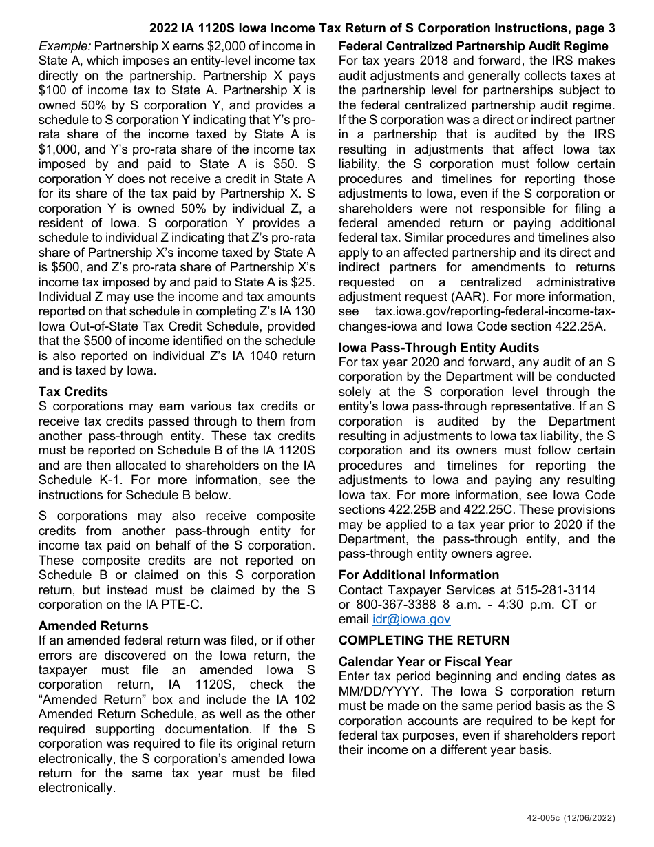 Instructions for Form IA1120S, 42-004, 42-008 Schedule K-1 Iowa Income Tax Return of S Corporation - Iowa, Page 3