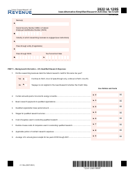 Form IA128S (41-124) Iowa Alternative Simplified Research Activities Tax Credit - Iowa