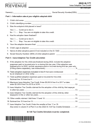 Form IA177 (41-154) Iowa Adoption Tax Credit - Iowa