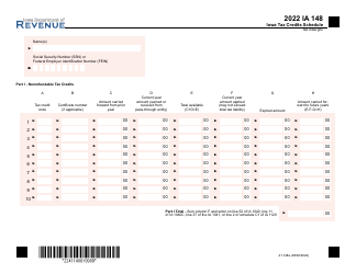 Form IA148 (41-148) Iowa Tax Credits Schedule - Iowa