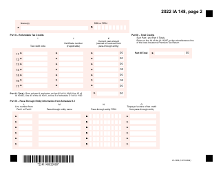 Form IA148 (41-148) Iowa Tax Credits Schedule - Iowa, Page 2