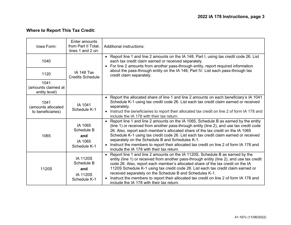Form IA178 (41-167) Farm to Food Donation Tax Credit - Iowa, Page 3