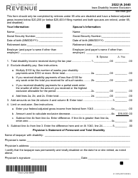 Form IA2440 (41-127) Iowa Disability Income Exclusion - Iowa