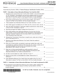 Form IA8801 (41-009) Alternative Minimum Tax Credit - Individuals, Estates, and Trusts - Iowa