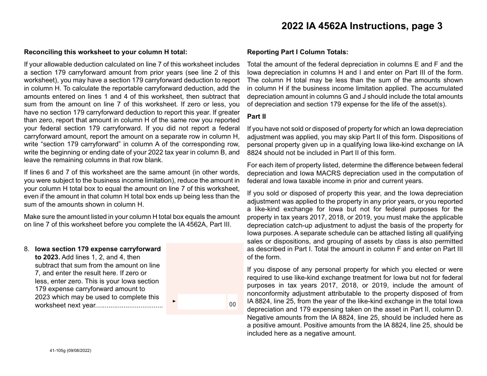 Form IA4562A (41-105) Depreciation Adjustment Schedule - Iowa, Page 7