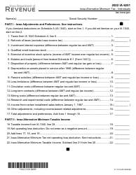 Document preview: Form IA6251 (41-131) Alternative Minimum Tax - Individuals - Iowa, 2022