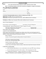 Document preview: Non-participating Manufacturer Certification Form - Iowa