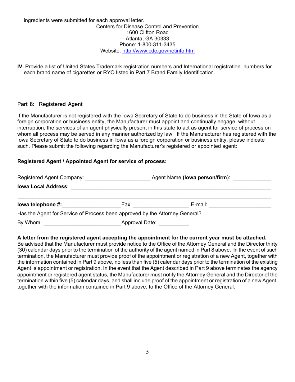 Non-participating Manufacturer Certification Form - Iowa, Page 5
