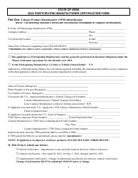 Participating Manufacturer Certification Form - Iowa