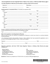 Form 70-015 Annual Application for Iowa Cigarette Permit, Tobacco Tax License, or Delivery Seller Permit - Iowa, Page 3