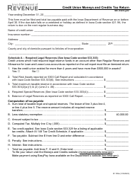 Form 57-150 Credit Union Moneys and Credits Tax Return - Iowa