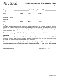 Document preview: Form 44-016 Employee's Statement of Nonresidence in Iowa - Iowa