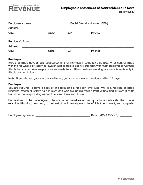 Form 44-016  Printable Pdf