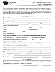 Form 56-067 Forest or Fruit Tree Reservation - Property Tax Exemption - Iowa