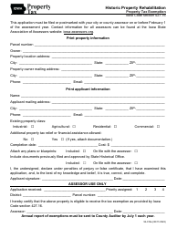 Form 54-019 Historic Property Rehabilitation Property Tax Exemption - Iowa