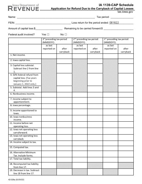 Form IA1139-CAP (42-028)  Printable Pdf