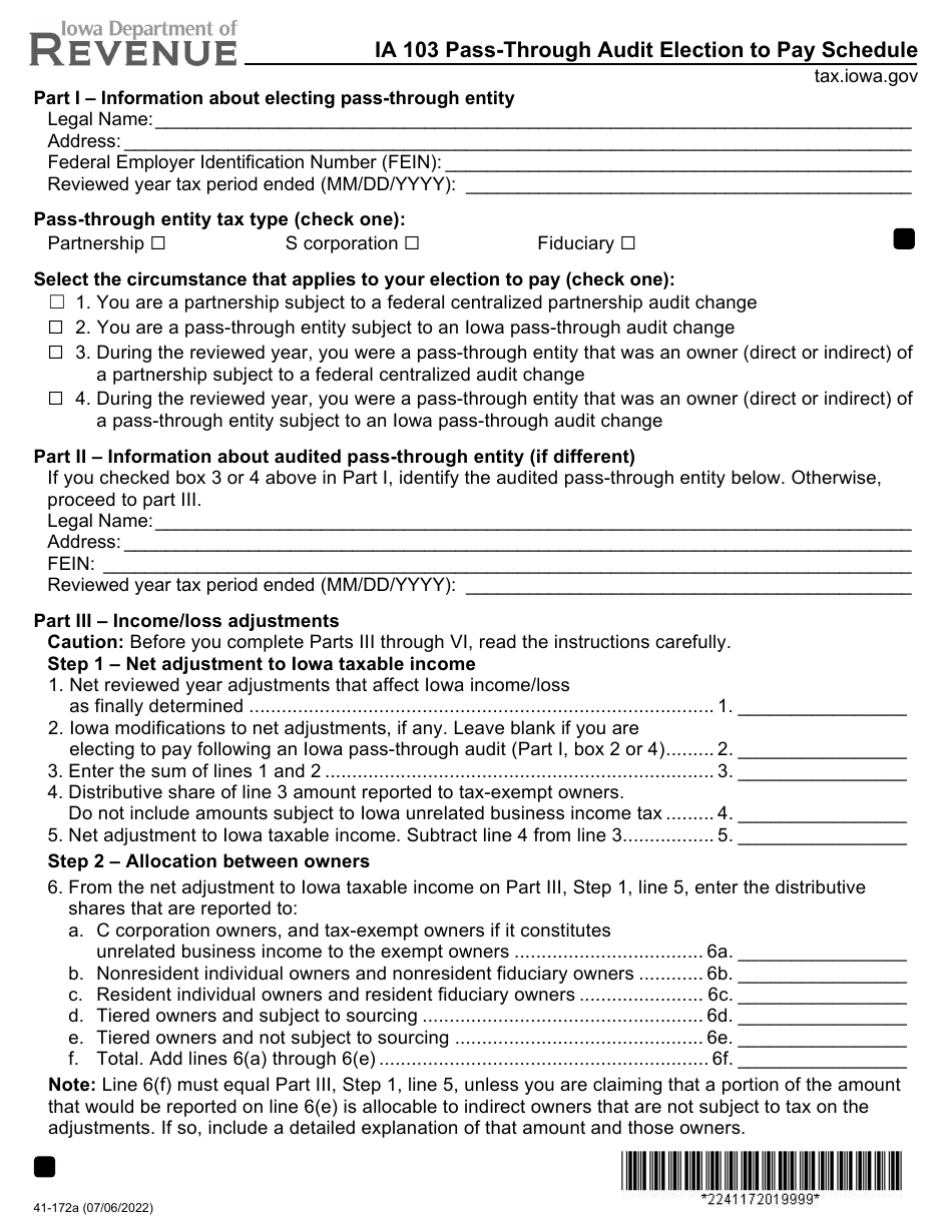 Form Ia103 41 172 Fill Out Sign Online And Download Fillable Pdf Iowa Templateroller 1163