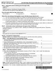 Form IA103 (41-172) Pass-Through Audit Election to Pay Schedule - Iowa